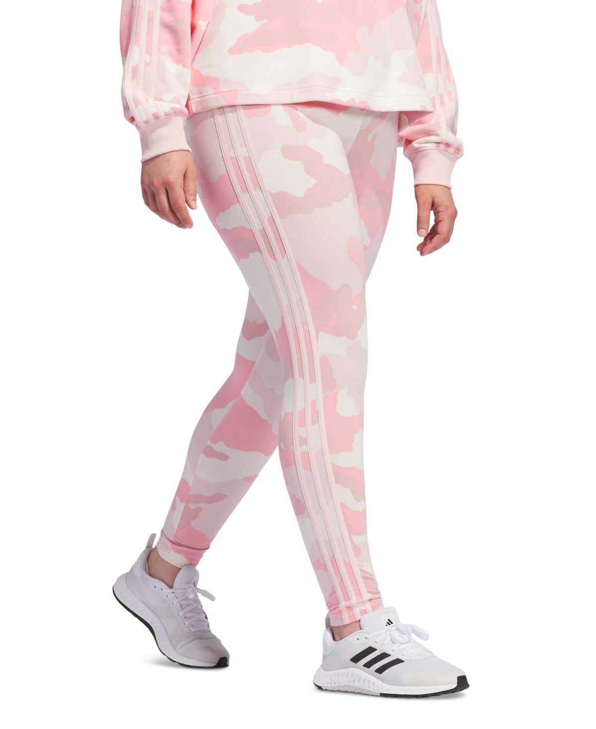 adidas Plus Size Camo Print Three Stripe Leggings