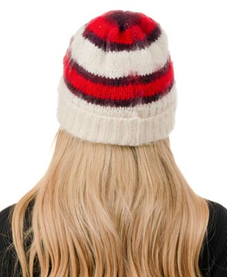 Stripe Fuzzy Hair Beanie