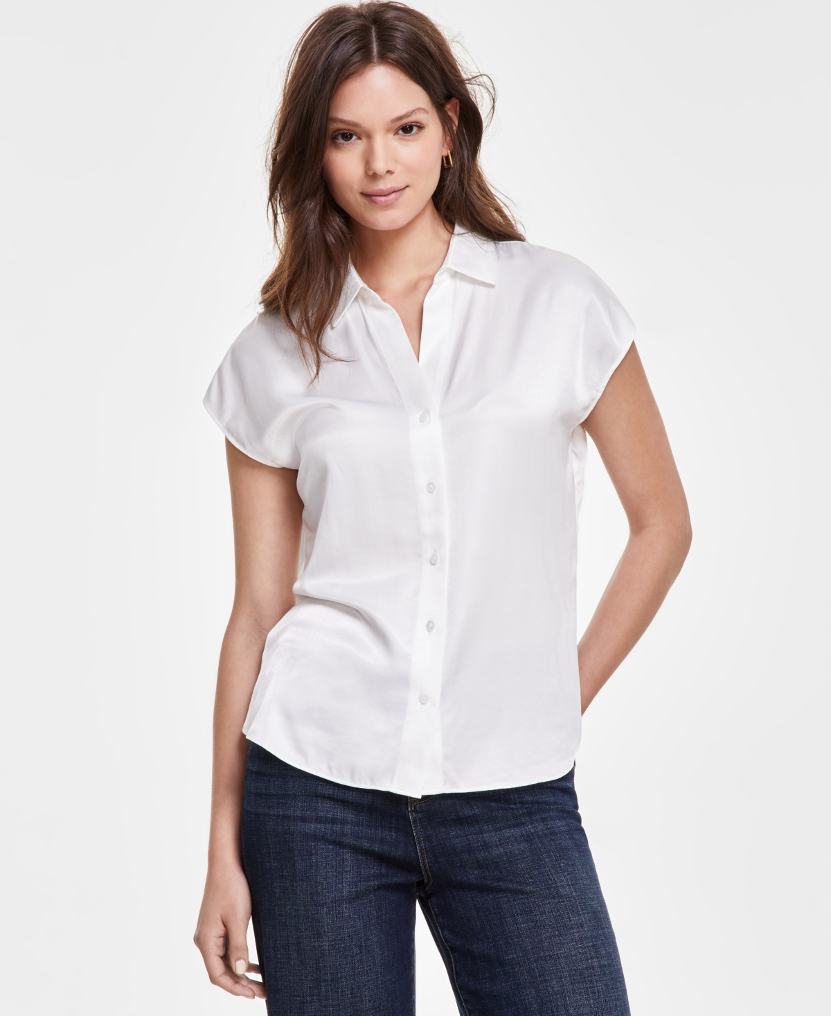 Women's Cap-Sleeve Shirt - White