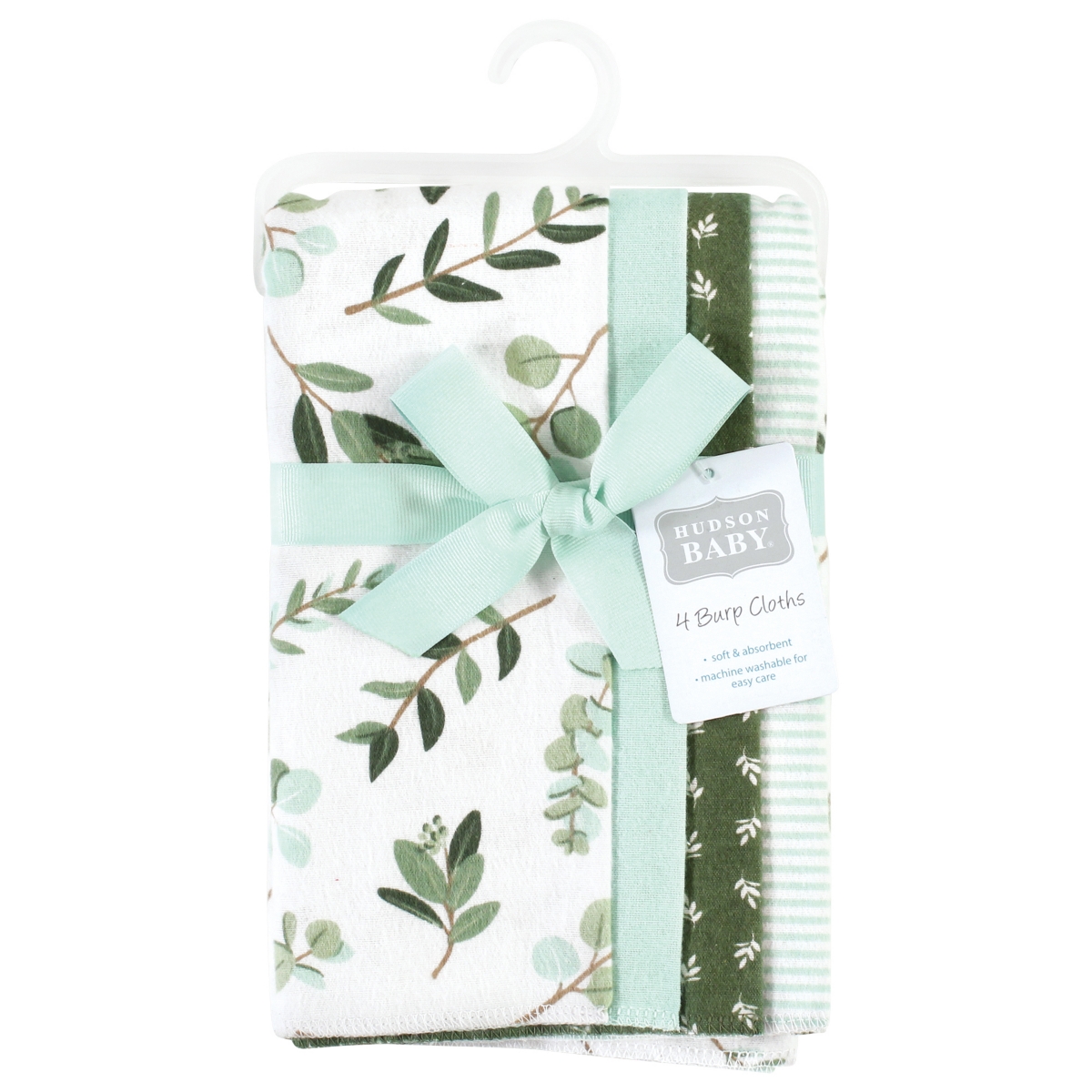Hudson Baby Girls Cotton Poly Flannel Burp Cloths 8-Pack - Eucalyptus 8-pack