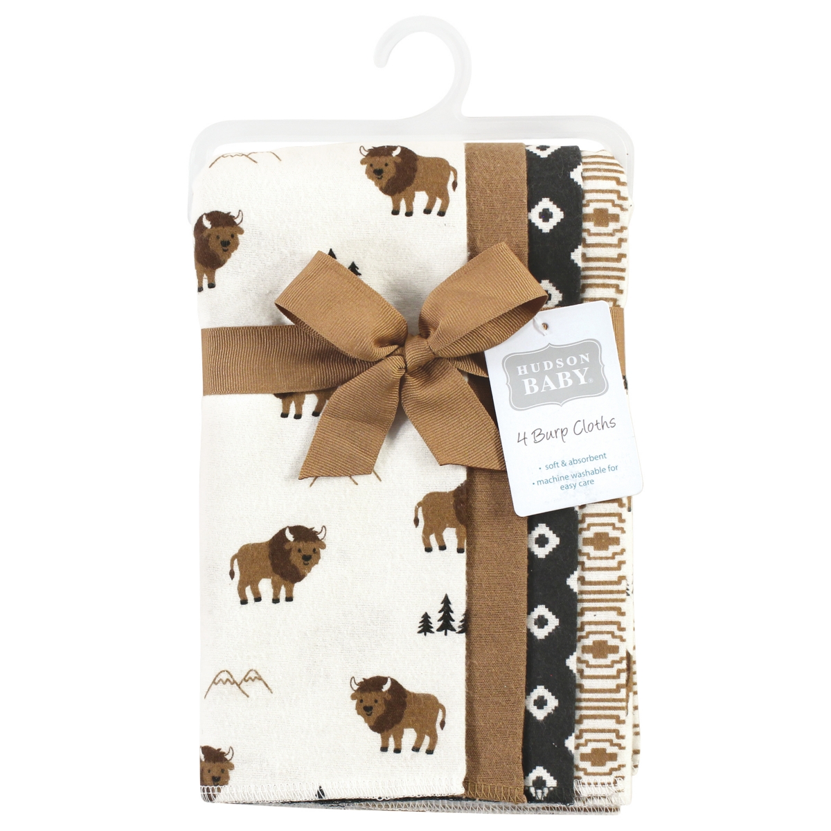 Hudson Baby Boys Cotton Poly Flannel Burp Cloths 8-Pack - Wild buffalo 8-pack