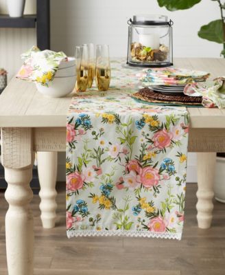 Spring Bouquet Print Table Runner, 14"x72 "