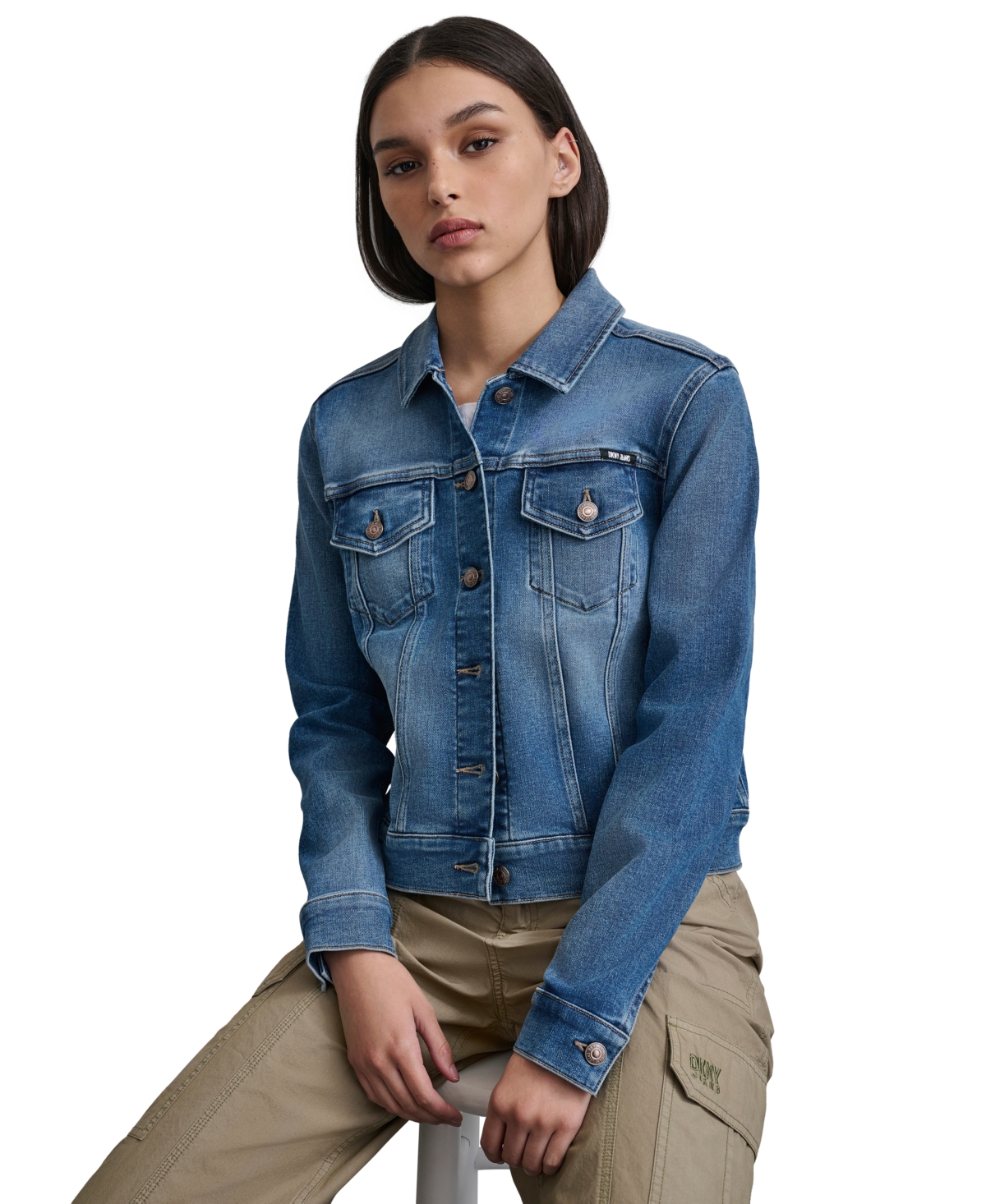 Dkny Jeans Women's Button-down Denim Trucker Jacket