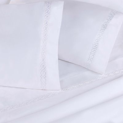 1000 Thread Count Egyptian Cotton Embroidered Bed Sheet Set, King