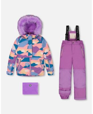 One Piece Snowsuit Mauve Printed Landscape
