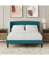 Hulala Home Gerald Modern Upholstered Wingback Platform Bed - Turquoise