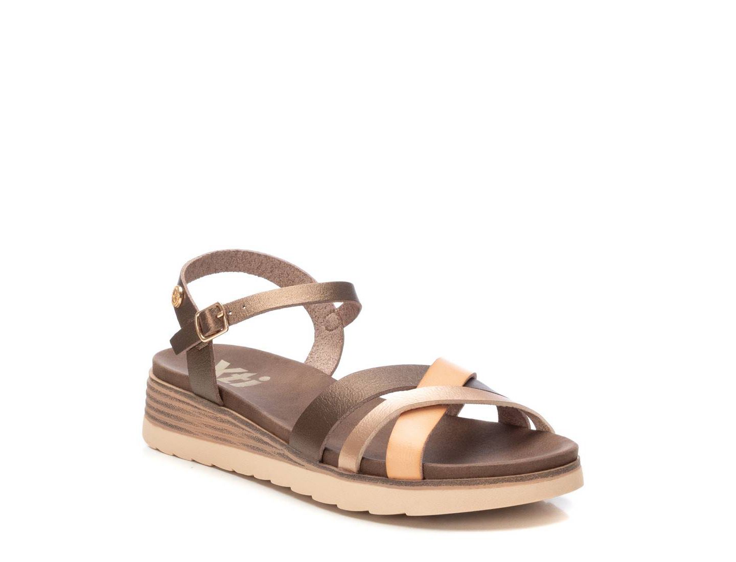 Женские сандалии XTI Low Wedge Strappy, цвет: Бронзовый — фото 1