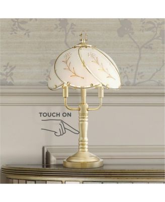 Flower Traditional Accent Table Lamp 19 1/2" High Polished Brass Touch On Off Floral Glass Shade for Bedroom Living Room Bedside Office