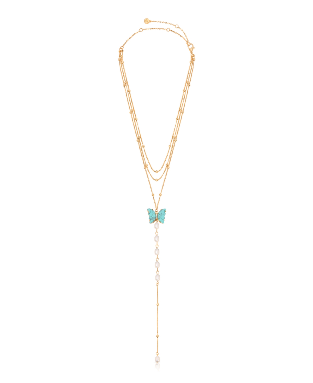 Ettika Turquoise Butterfly Cultivated Pearl Chain Lariat Necklace In Turquoise