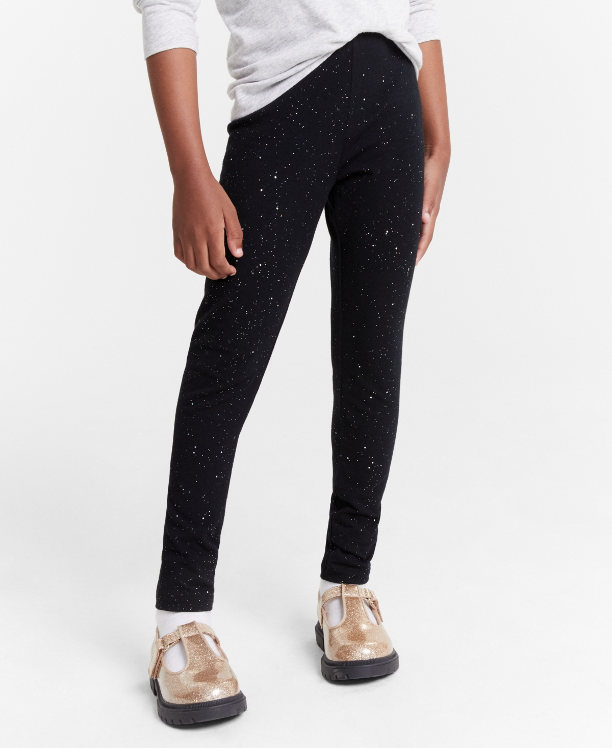 Epic Threads Little & Big Girls Glitter Leggings, Created For Macy's In Deep Black