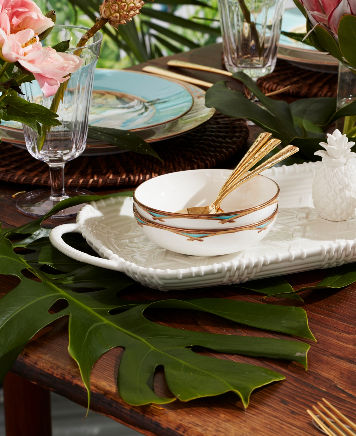 Lenox British Colonial Bamboo Fruit Bowls, Set Of 4 In White