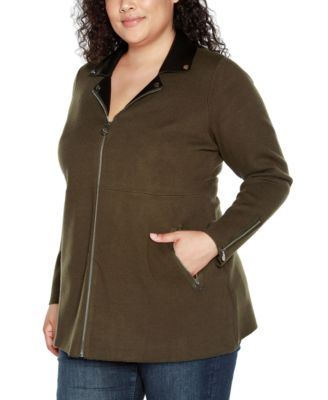 Plus Size Black Label Collared Sweater Jacket