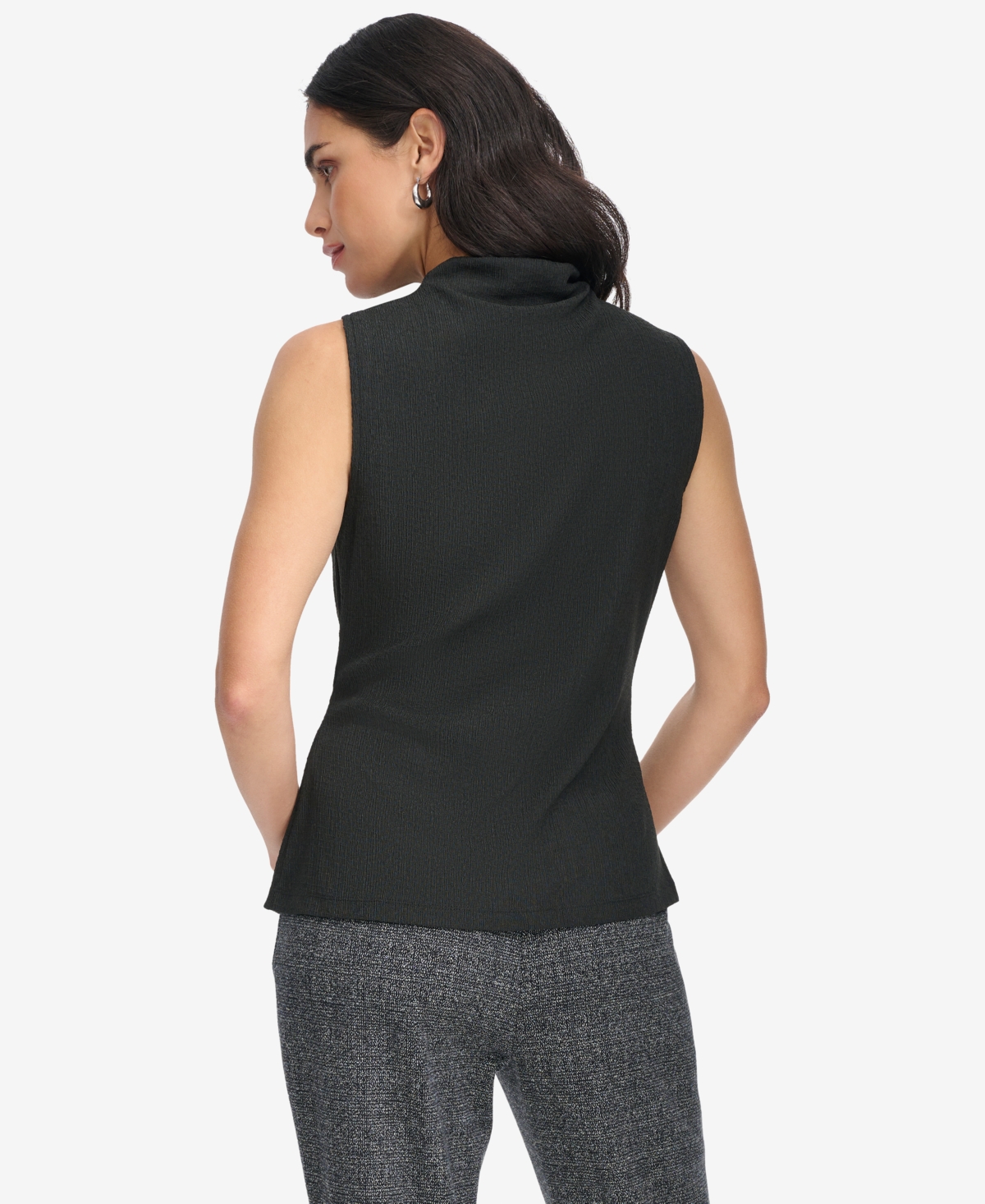 Calvin Klein Petite Textured Mock-Neck Ruched Blouse