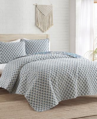 White Denim Medallion Reversible 2-Pc. Quilt Set, Twin