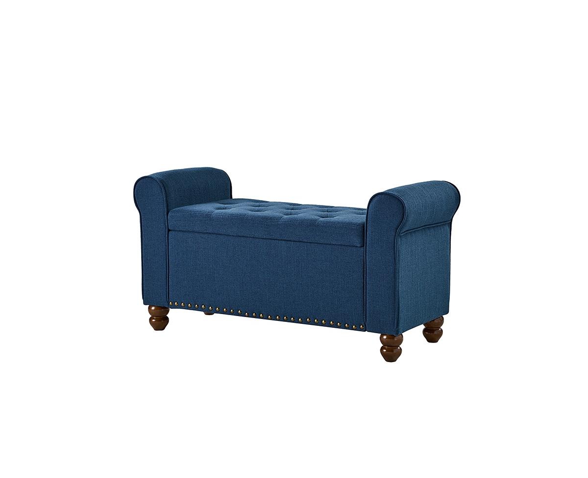 Hulala Home Transitional Carmen Wide Storage Bench with Sturdy Wood Legs
