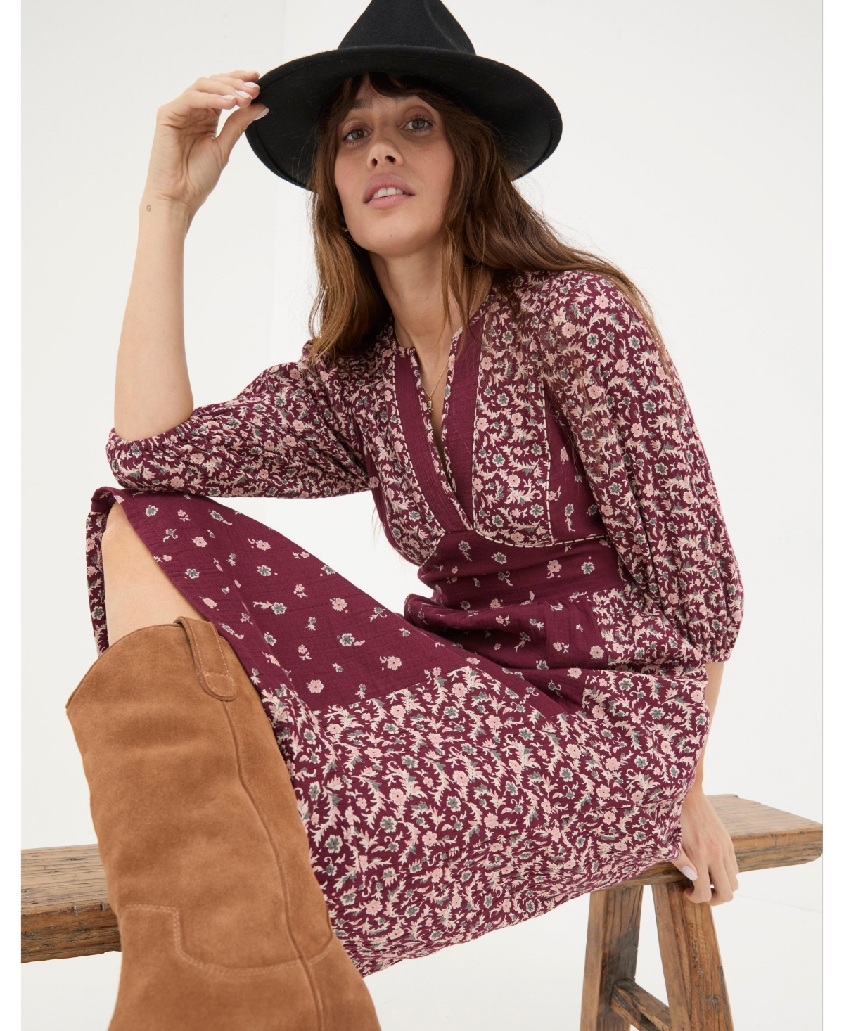 FatFace Women's Kelly Wild Ditsy Midi Dress
