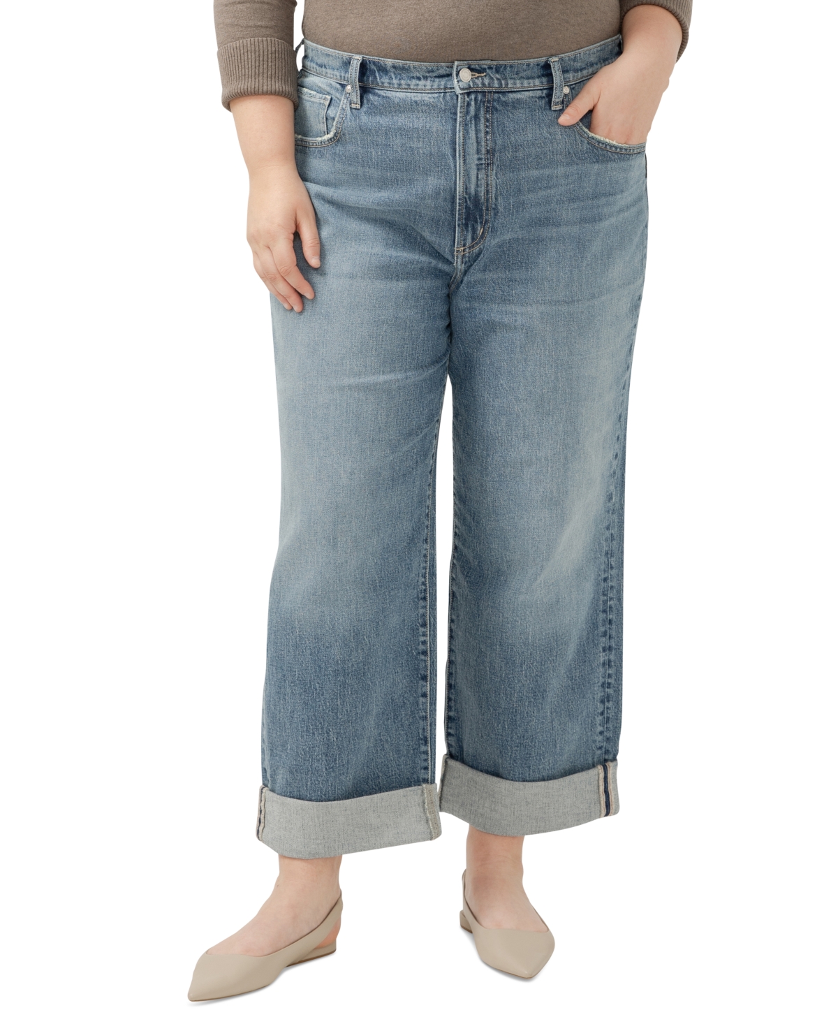 SILVER JEANS CO. PLUS SIZE '90S BAGGY MID-RISE WIDE-LEG JEANS 