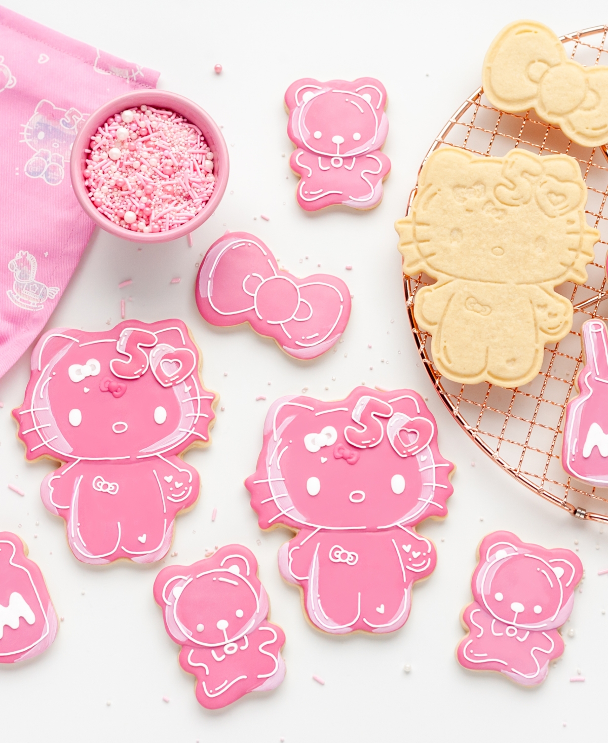 Handstand Kitchen Hello Kitty 50th Anniversary Cookie Stamp And Frosting Set In No Color