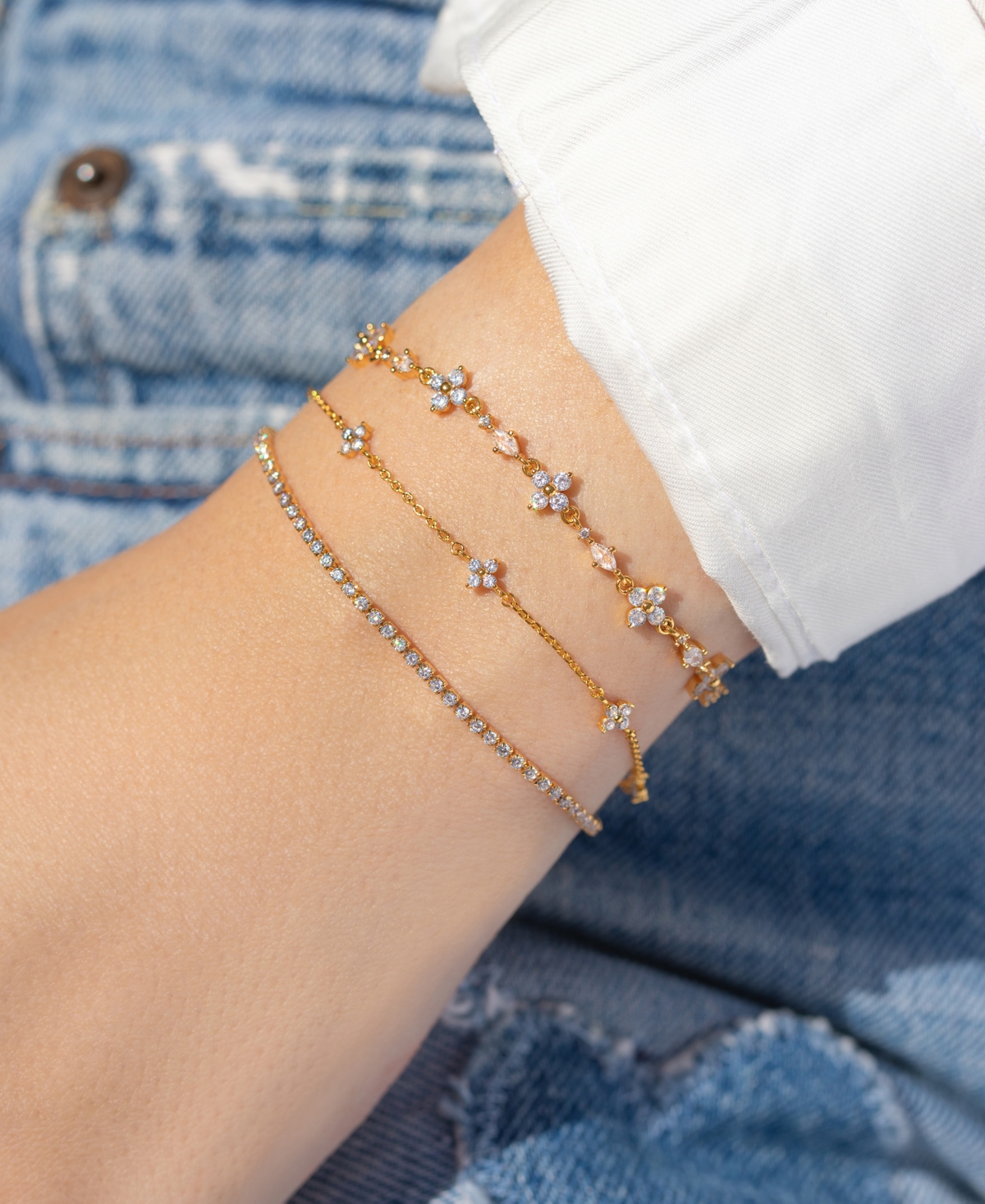 Girls Crew Crystal Endless Midnight Sparkle Bracelet In Gold