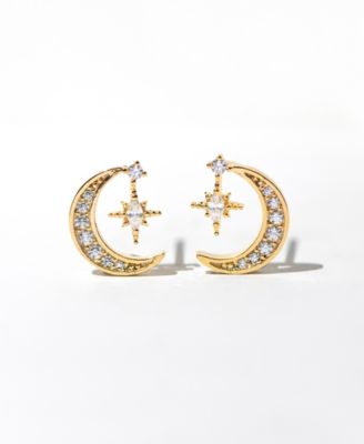 Crystal Stargazer Moon Earrings