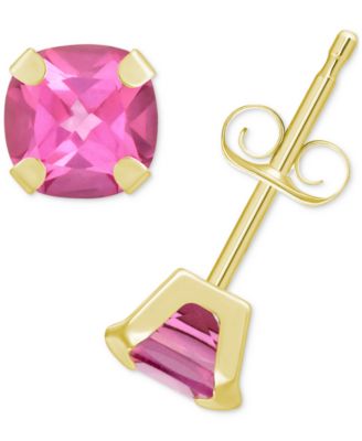 Pink Topaz Solitaire Four Prong Stud Earrings (1-1/2 ct. t.w.) in 14k Gold