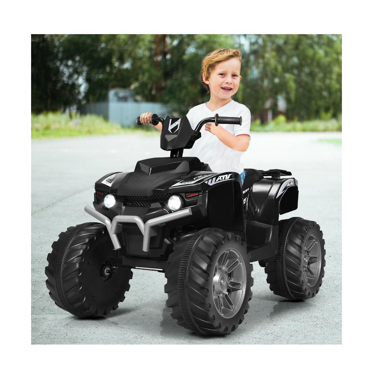 Slickblue 12V Kids Ride on Atv with Led Lights and Treaded Tires and Led lights