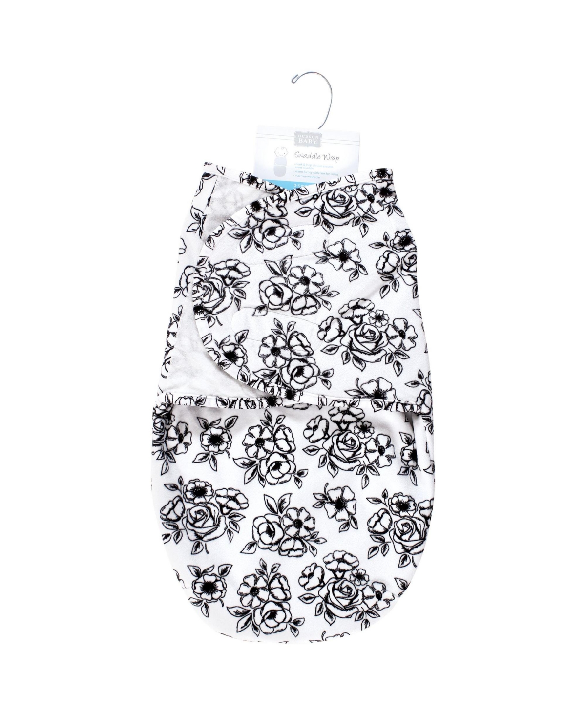 Hudson Baby Baby Girls Plush Faux Fur Swaddle Wrap, Months - Black toile