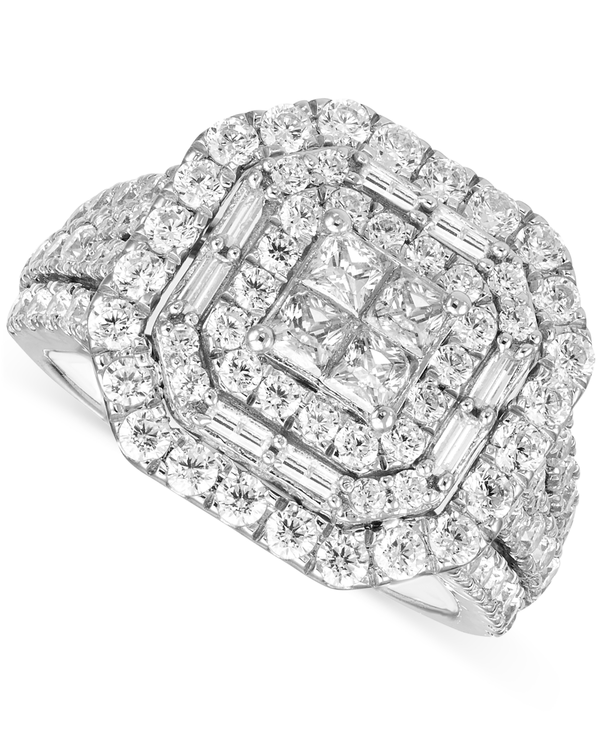 Macy's Diamond Mixed-cut Halo Engagement Ring (2 Ct. T.w.) In 14k White Gold In White Gold