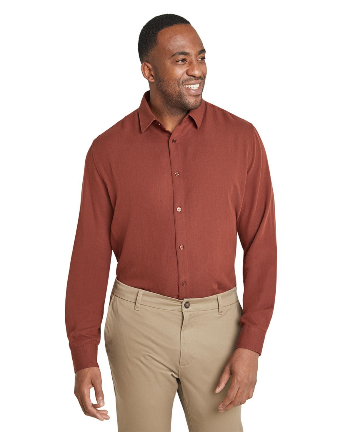 Big & Tall Johnny g Smart Lyocell Blend Shirt - Rust