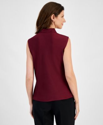 Women's Tie-Neck Sleeveless Top, Regular & Petite
