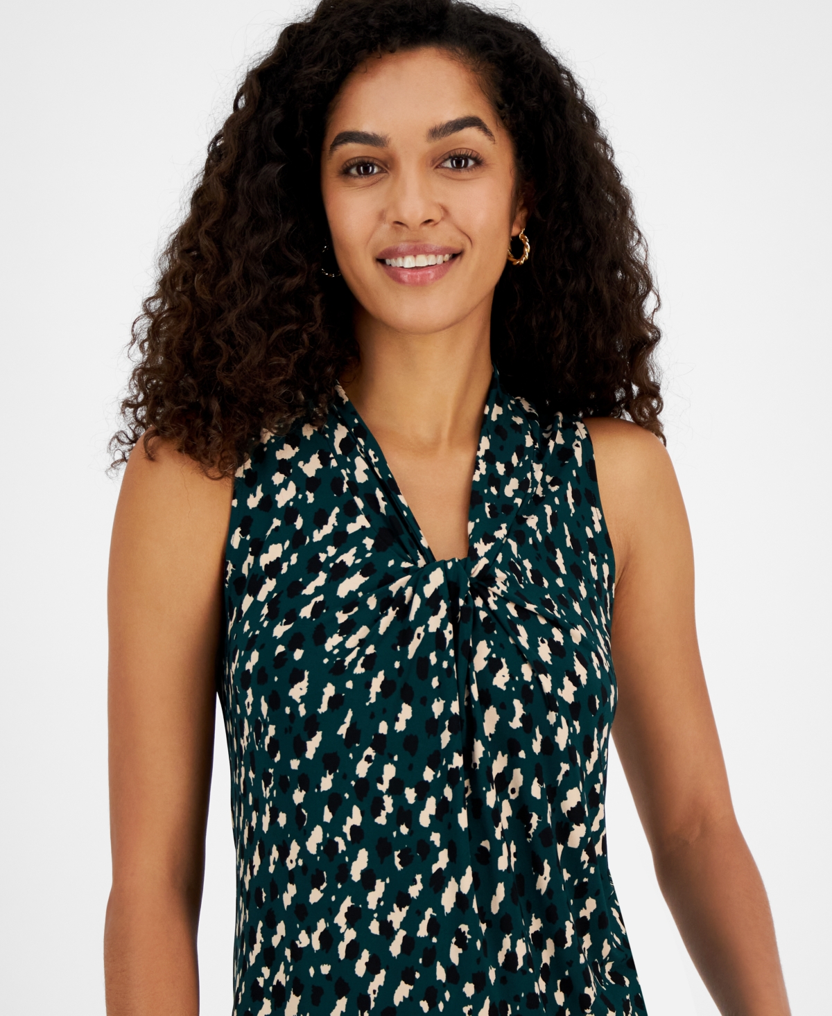 Kasper Women's Printed Twisted-v-Neck Sleeveless Top