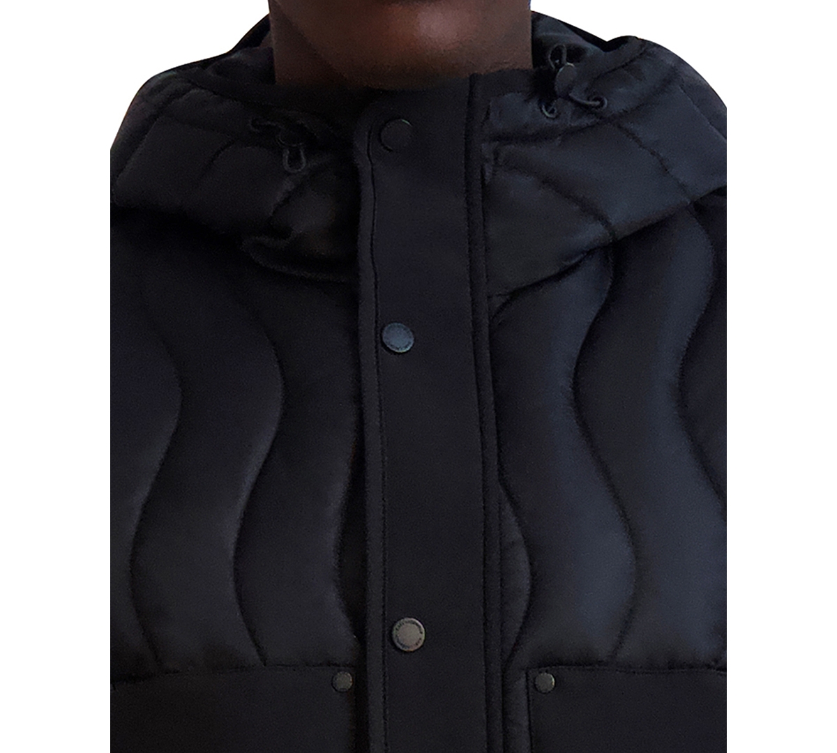 Shop Karl Lagerfeld Men's Mixed Media Mid-weight Puffer Jacket In Black