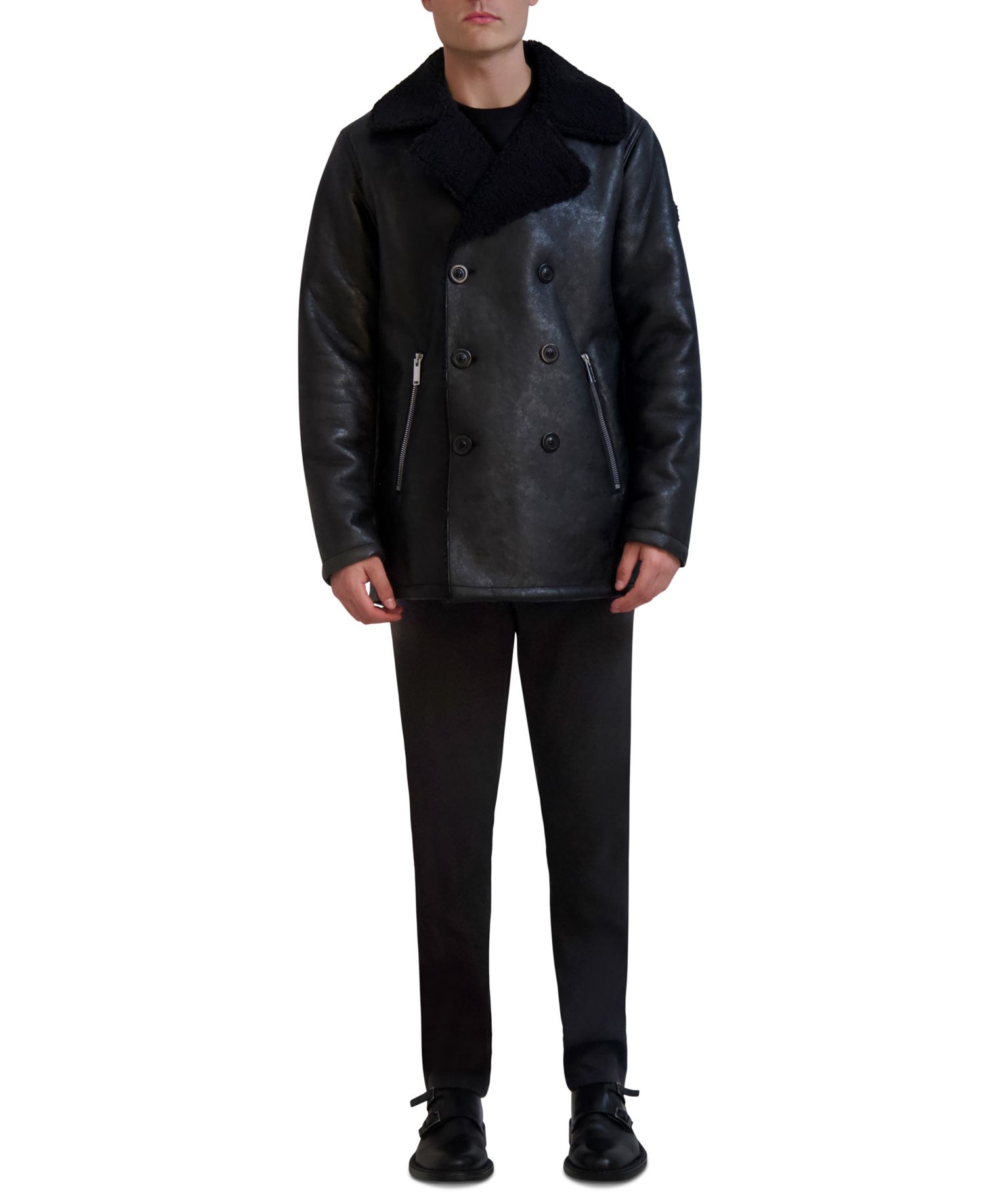 Paris Men's Faux-Shearling Double-Breasted Car Coat