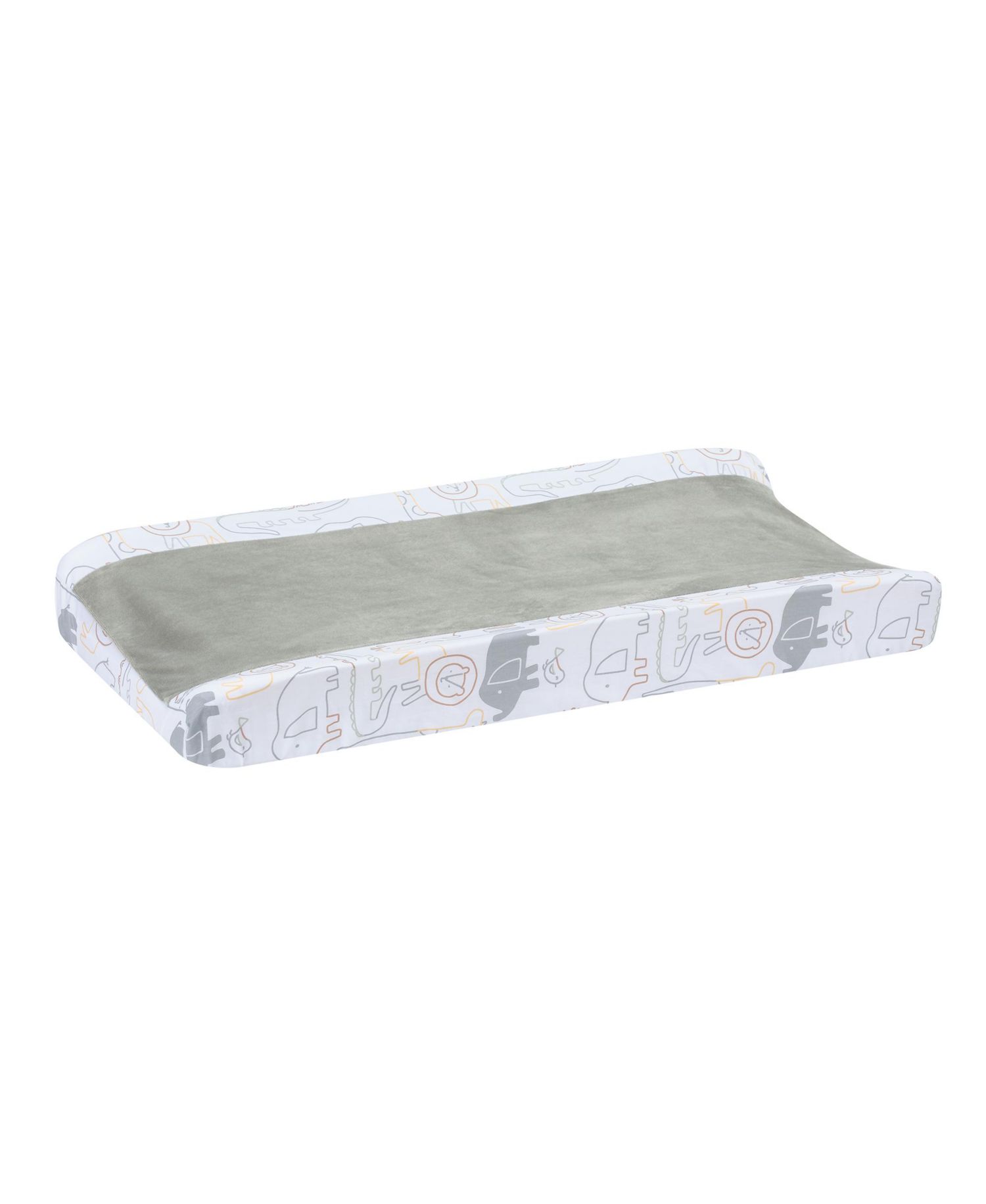 Lambs and Ivy Jungle Story Soft Minky Velour Safari Changing Pad Cover- White/Gray