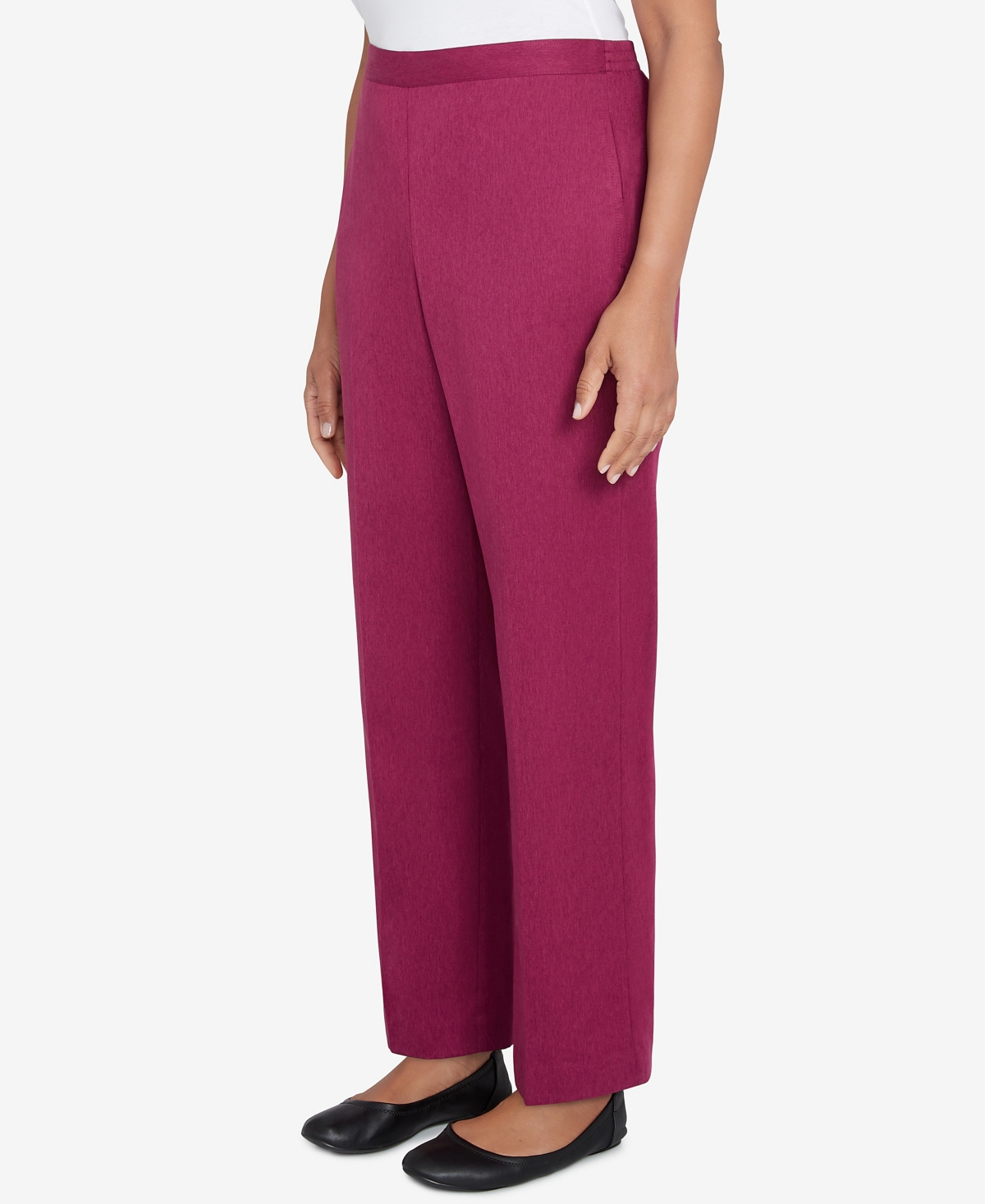 Alfred Dunner Women'sCountry Soft Microfiber Side Seam Pocket Medium Length Pants - Wine