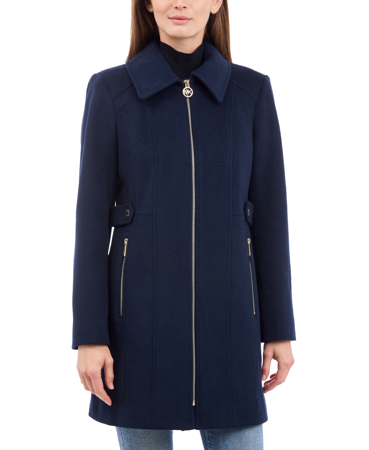 Michael kors zip front wool coat shop