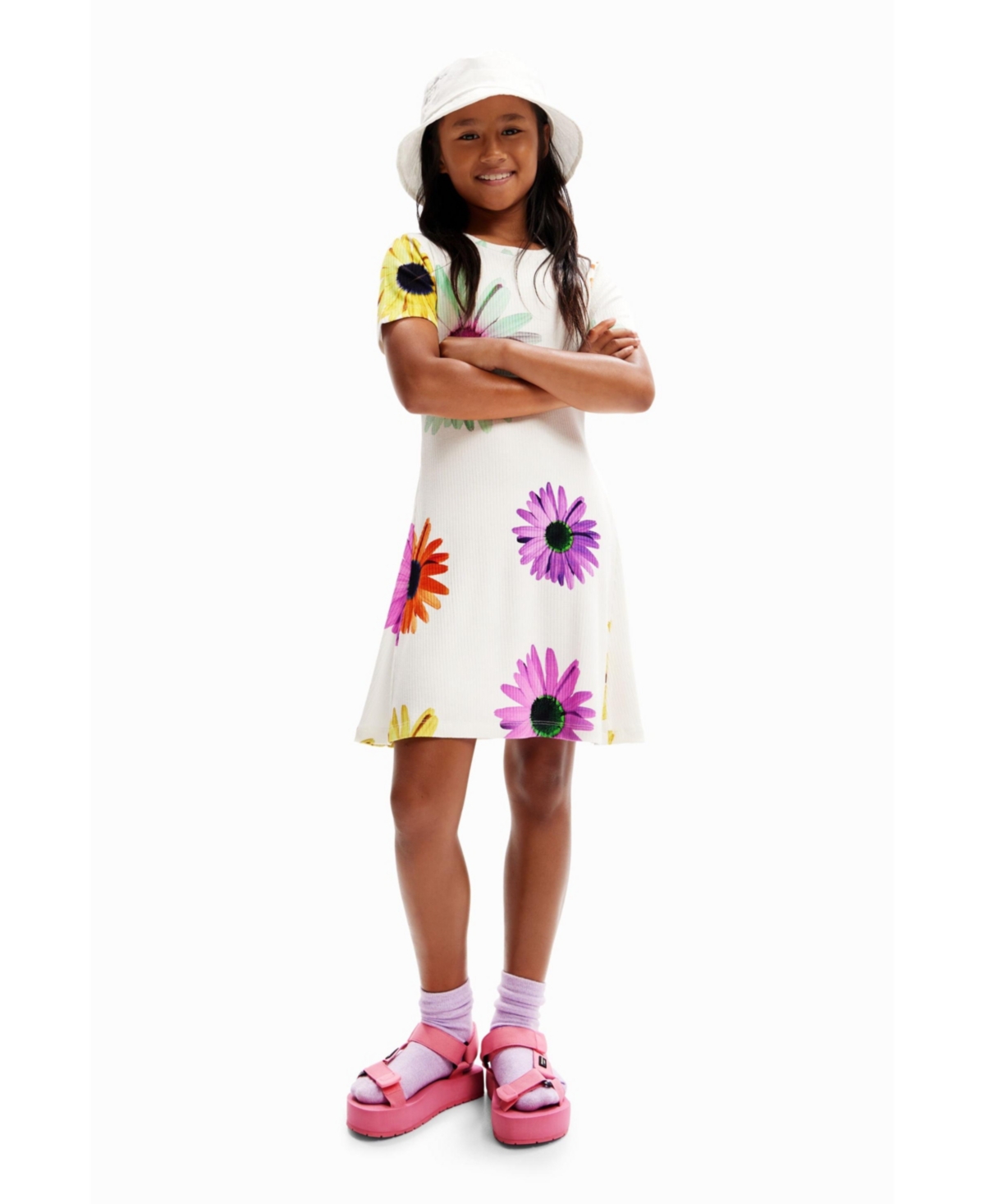 Desigual Girls Girls's Short ribbed daisy dress