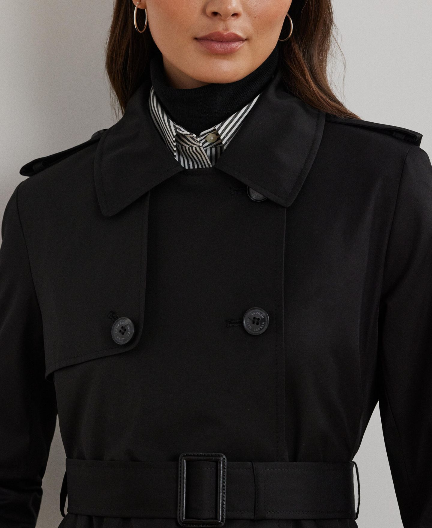 Женское пальто Lauren Ralph Lauren Belted Water-Resistant Trench, цвет: Чёрный — фото 3