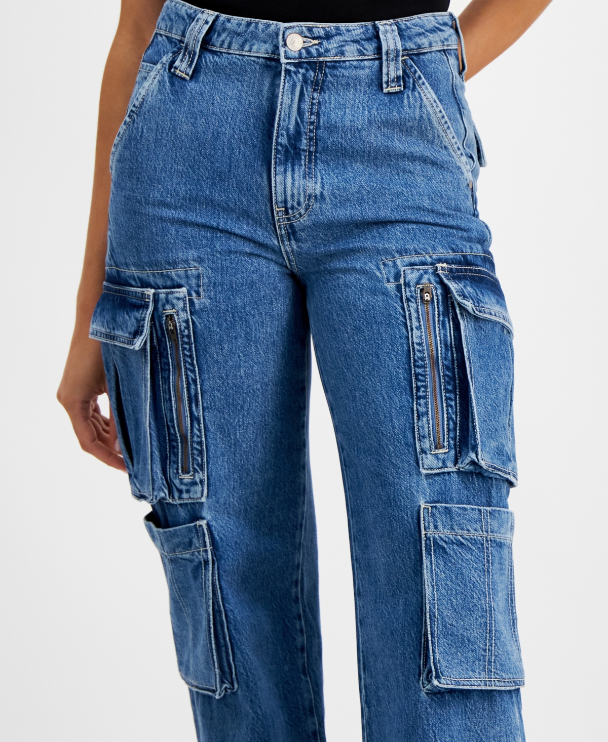 Guess Women's Kori High-Rise Cargo Denim Jeans