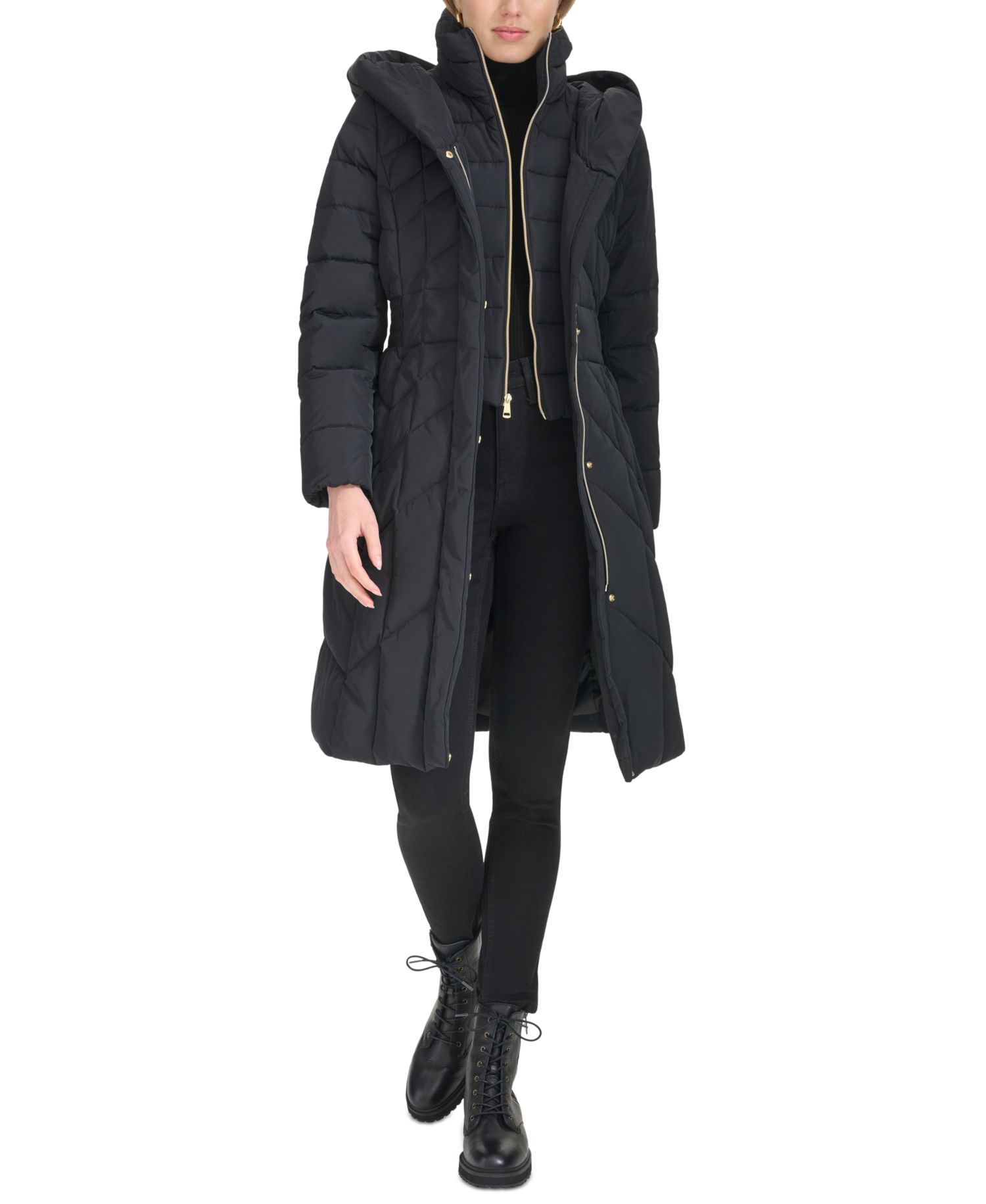 Women's Bibbed Hooded Puffer Coat