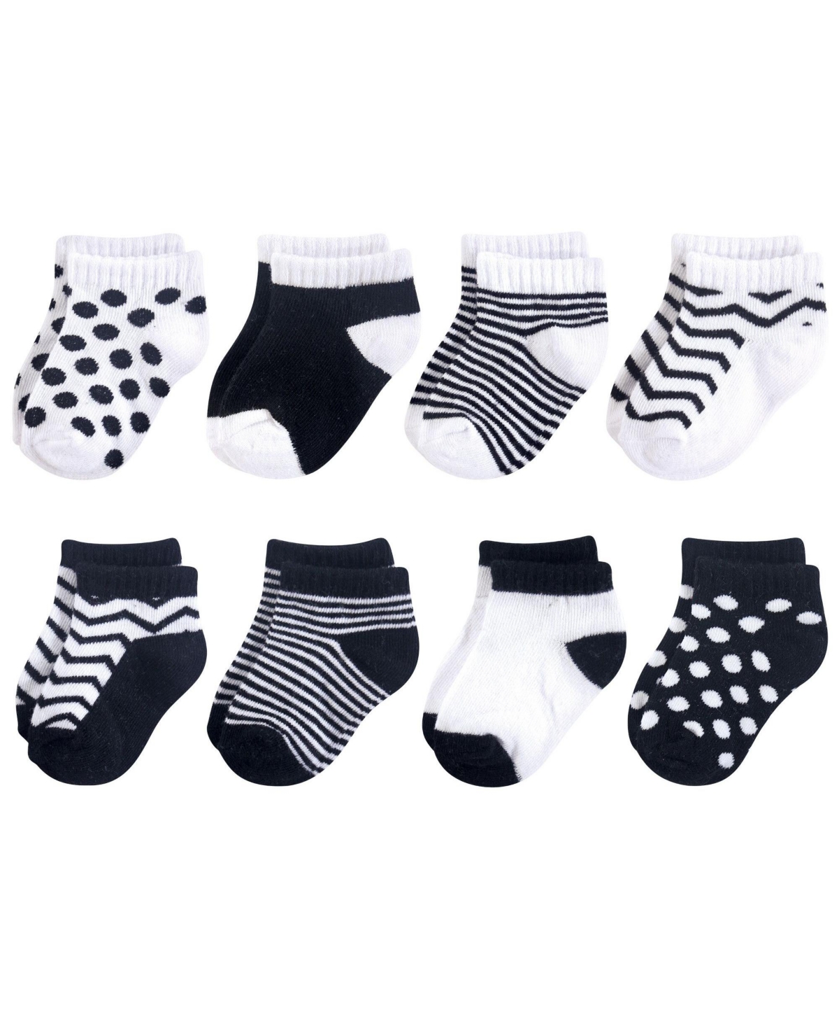 Luvable Friends Baby Girls Grow with Me Cotton Terry Socks - Black white