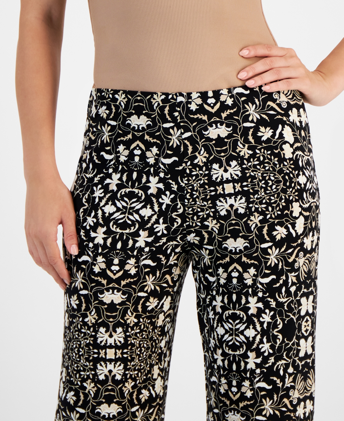 Jm Collection Petite Printed Knit Wide-Leg Pull-On Pants, Created for Macy's
