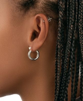 Women's Chunky Tube Silver Plated Hoop Earrings, 75"