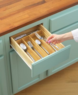 Bamboo 5 Slot Drawer Organizer for Kitchen Utensils