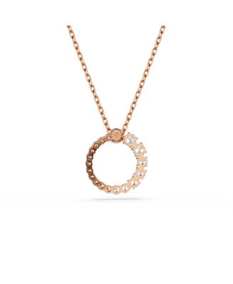 Matrix Pendant, Crystal Pearl, Round Cut, White, Rose Gold-Tone Plated Necklace