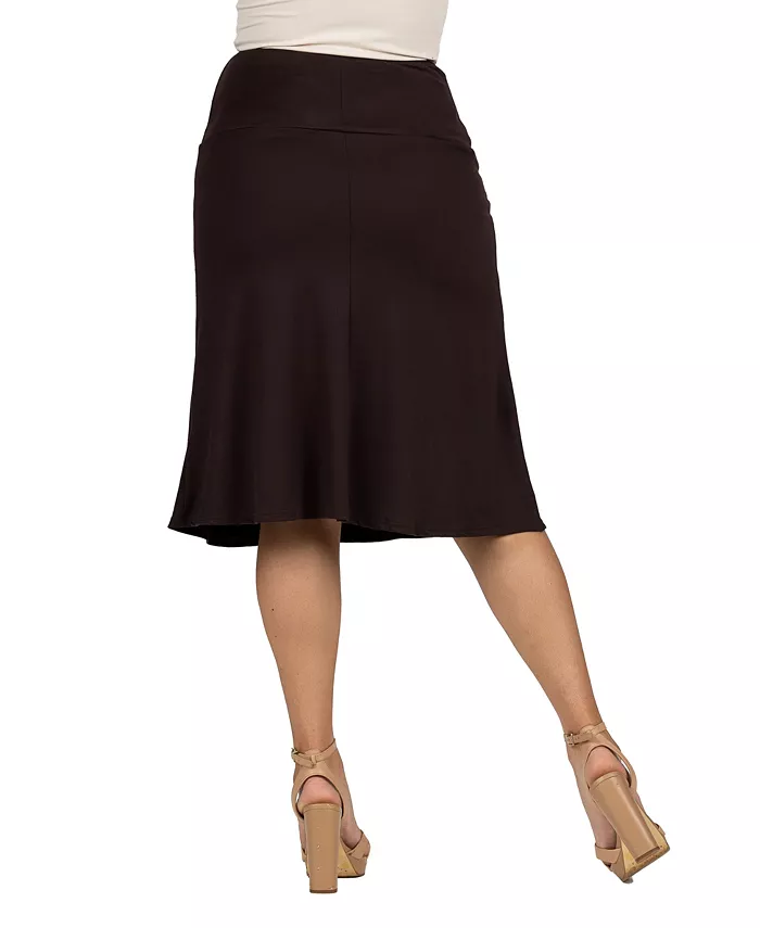 A Line Elastic Waist Knee Length Skirt - thumbnail 3