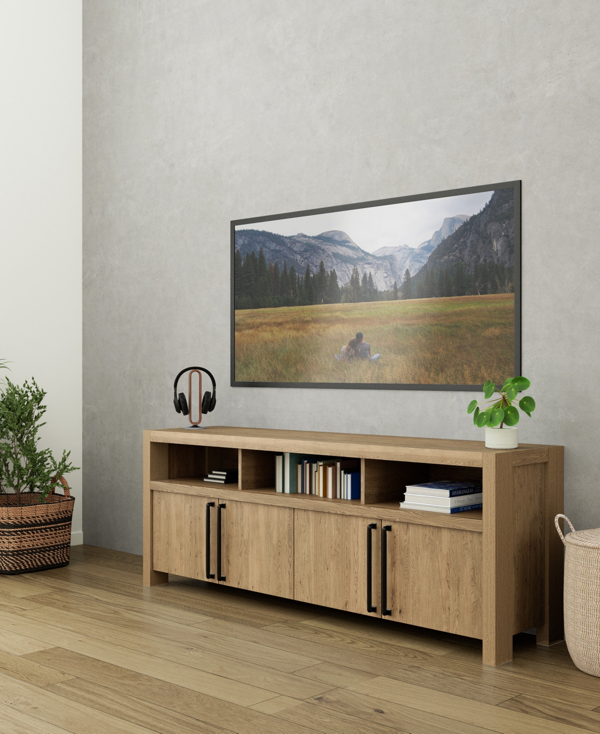 Macy's Davie 74" Media Console In Platinum Drift