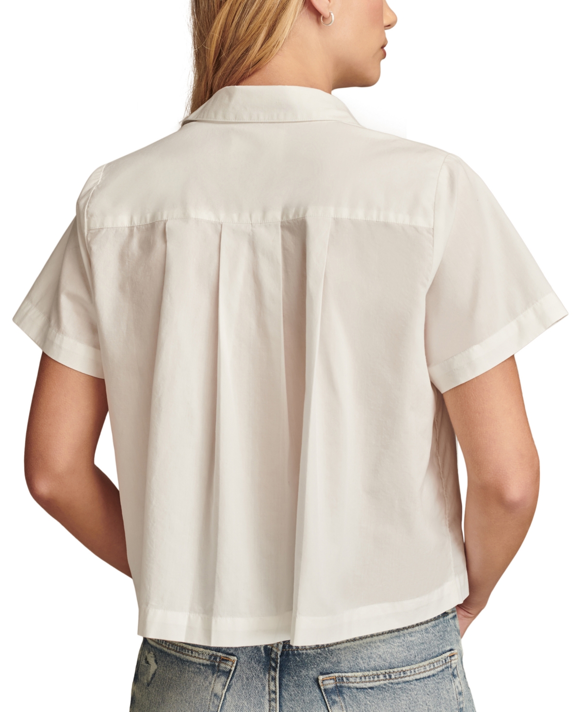 Lucky Brand Women's Cotton Pleated Cropped Shirt