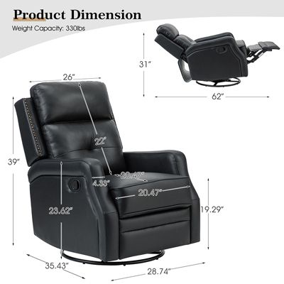 Beatriz 28.74" Wide Genuine Leather Swivel Rocker Recliner