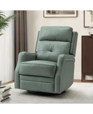  Beatriz 28.74" Wide Genuine Leather Swivel Rocker Recliner